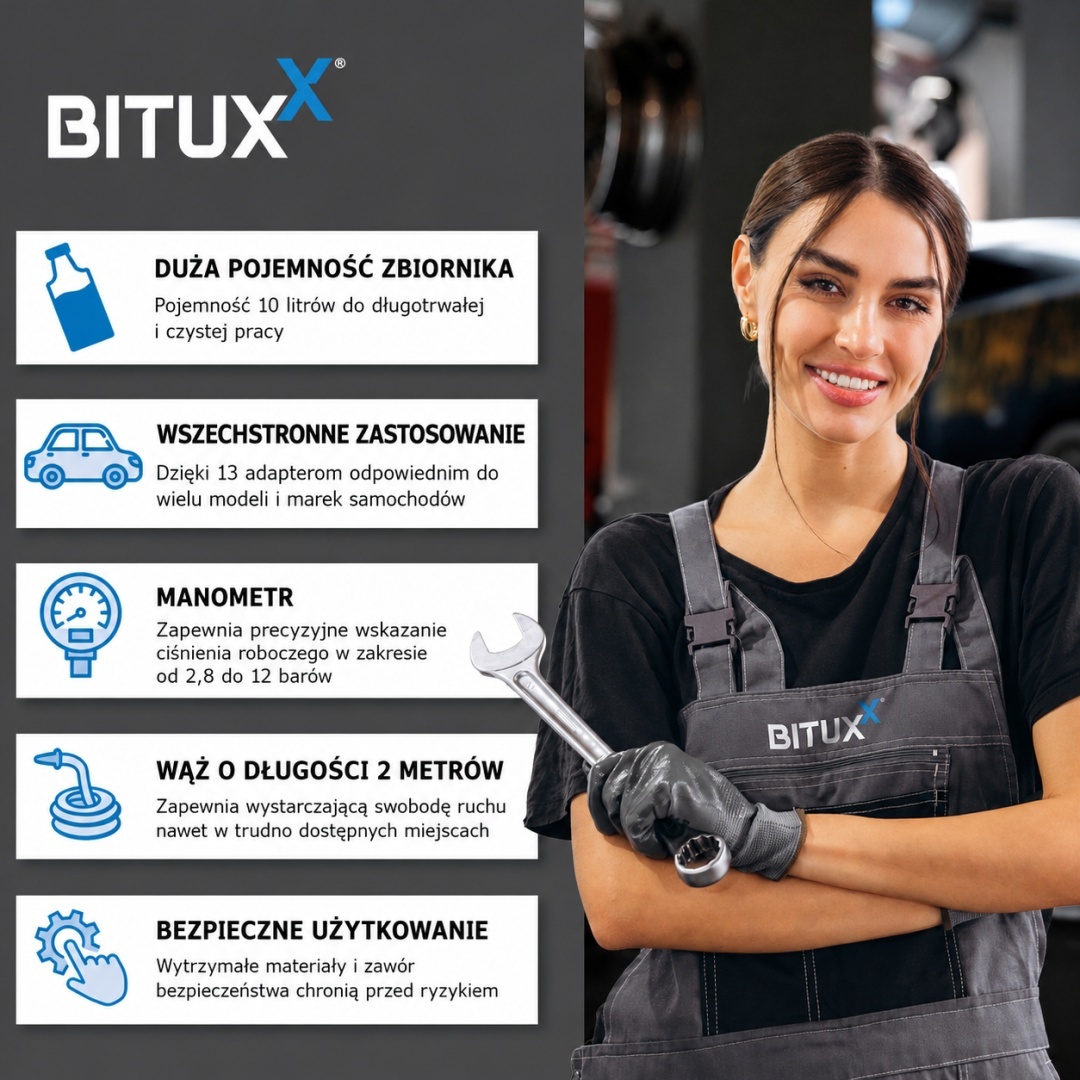 BITUXX univerzální 10 L pneumatické zařízení pro plnění převodového oleje - plnicí čerpadlo pro plnění oleje M19584